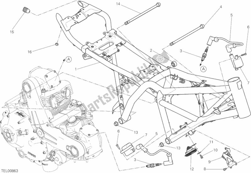 Todas as partes de Quadro, Armação do Ducati Scrambler Flat Track Brasil 803 2017